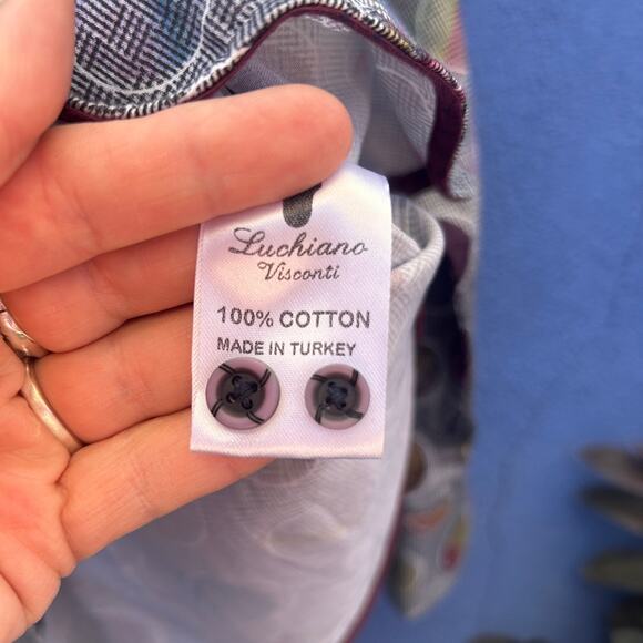 luchiano visconti mixed print cotton button up - Picture 5 of 6